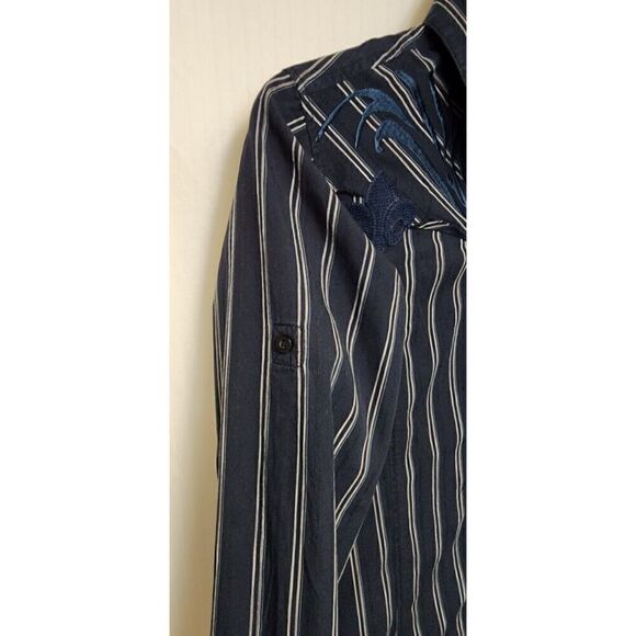 Mens Monarchy Button Down Embroidered Raw Hem Detail Size Small - Picture 6 of 9